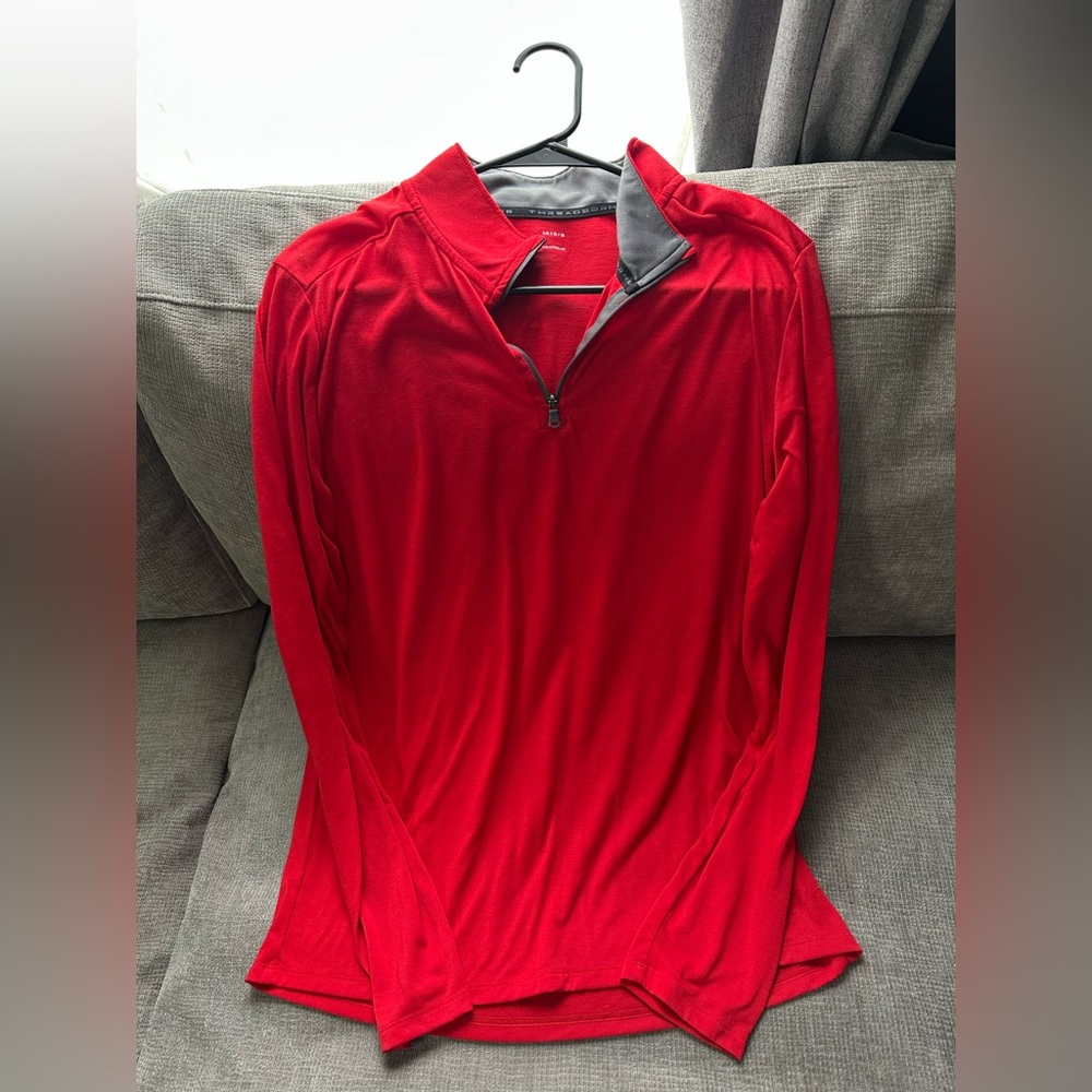 Under Armor Red Quarter-Zip Long Sleeve Top